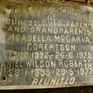 ROBERTSON Daniel Wilson 1895-1977 &amp; Isabella McGARVA 1892-1975