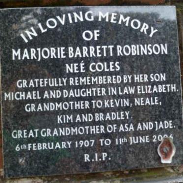 ROBINSON Marjorie Barrett nee COLES 1907-2006