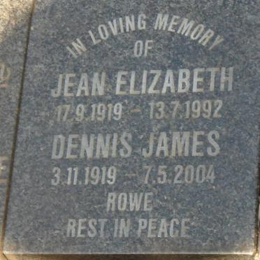ROWE Dennis James 1919-2004 &amp; Jean Elizabeth 1919-1992