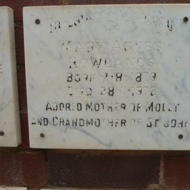 ROWLANDS Mary Agnes 1879-1972