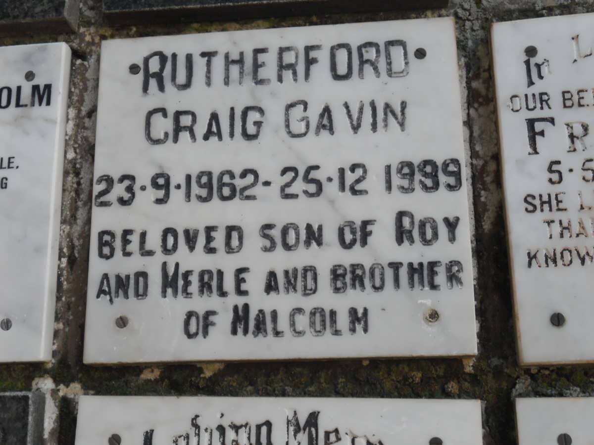 RUTHERFORD Craig Gavin 1962-1999