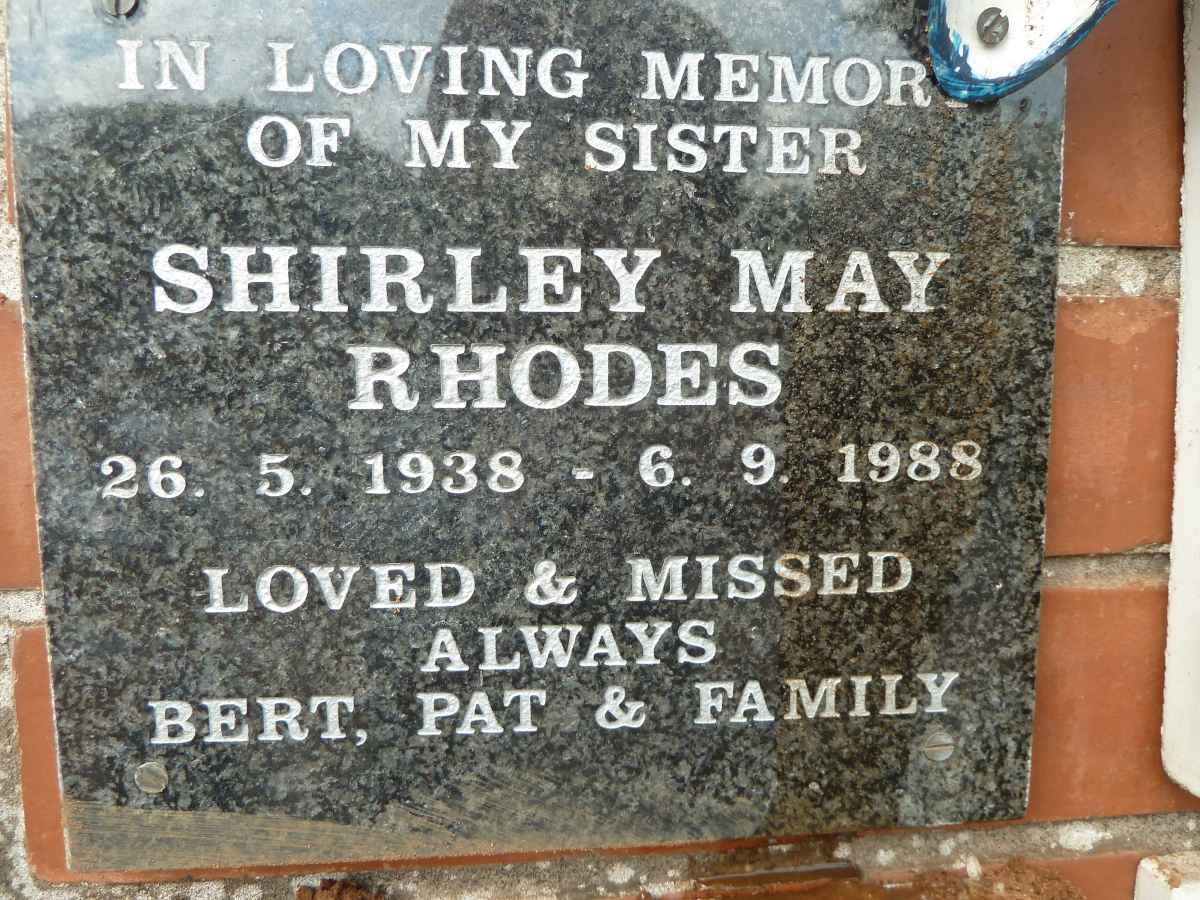 RHODES Shirley May 1938-1988