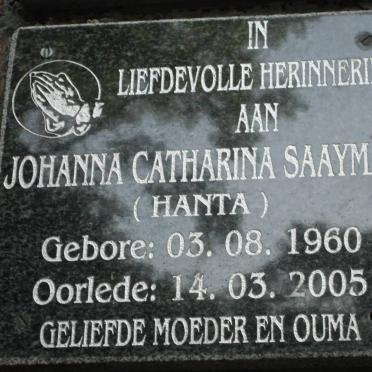 SAAYMAN Johanna Catharina 1960-2005