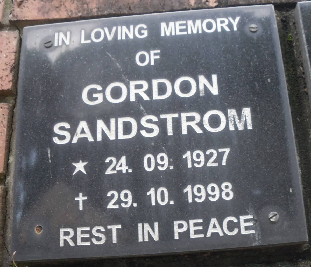 SANDSTROM Gordon 1927-1998