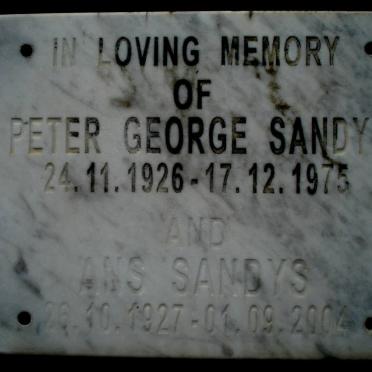 SANDYS Peter George 1926-1975 &amp; Ans 1927-2004