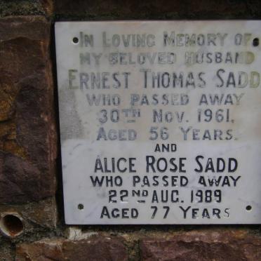 SADD Ernest Thomas -1961 &amp; Alice Rose -1989