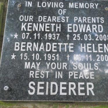 SEIDERER Kenneth Edward 1937-2008 &amp; Bernadette Helen 1951-2008