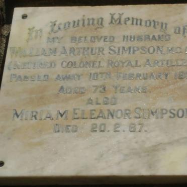 SIMPSON William Arthur -1960 &amp; Miriam Eleanor -1967