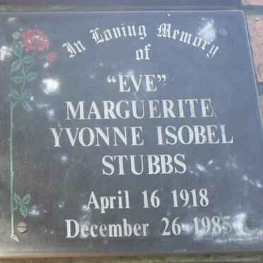 STUBBS Marguerite Yvonne Isobel 1918-1985