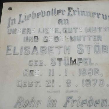 STÖBER Elisabeth nee STÜMPEL 1896-1970