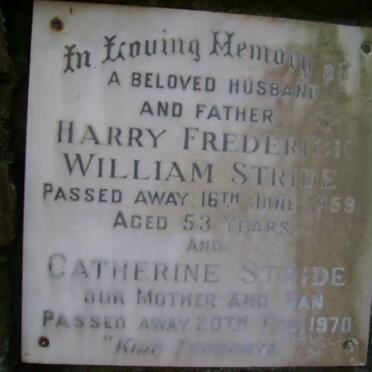 STRIDE Harry Frederick William -1959 &amp; Catherine -1970