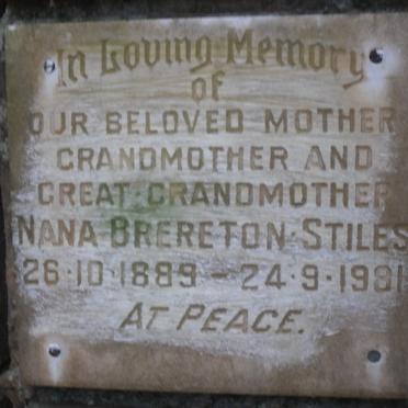 STILES Nana, BRERETON 1889-1981