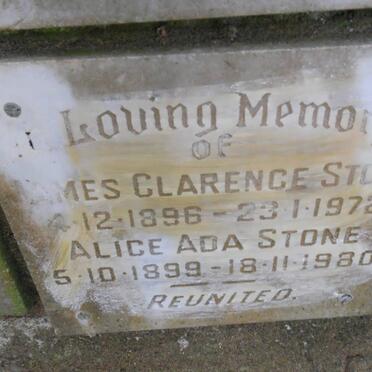 STONE James Clarence 1896-1972 &amp; Alice Ada 1899-1980