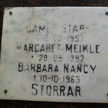 STORRAR James Stark -1957 &amp; Margaret Meikle -1992 :: STORRAR Barbara Nancy -1963