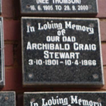 STEWART Archibald Craig 1901-1966