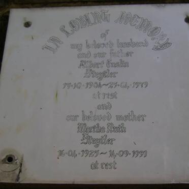 STEYTLER Albert Enslin 1904-1979 &amp; Martha Ruth 1925-1991