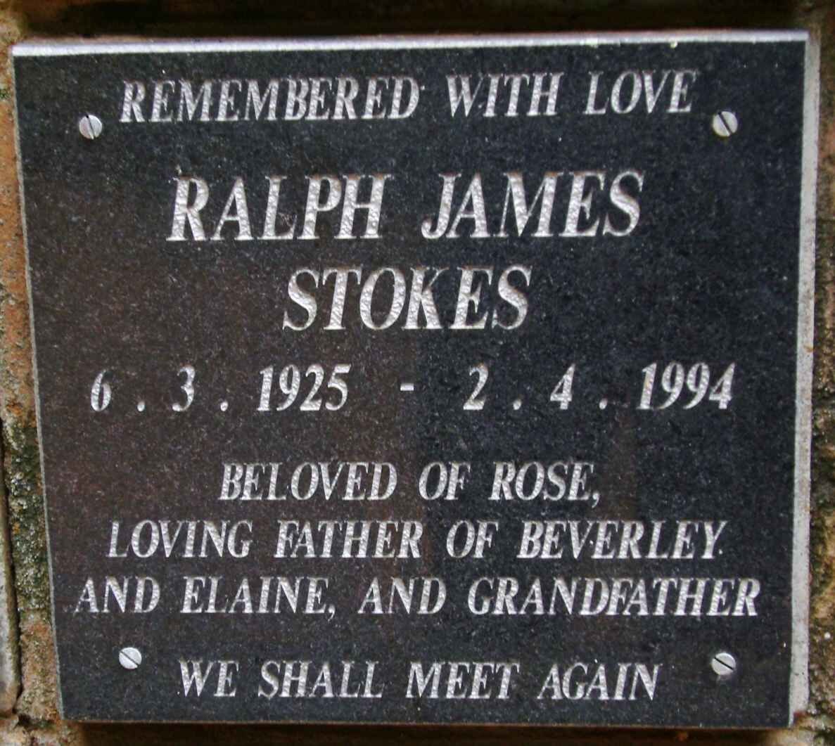 STOKES Ralph James 1925-1994 
