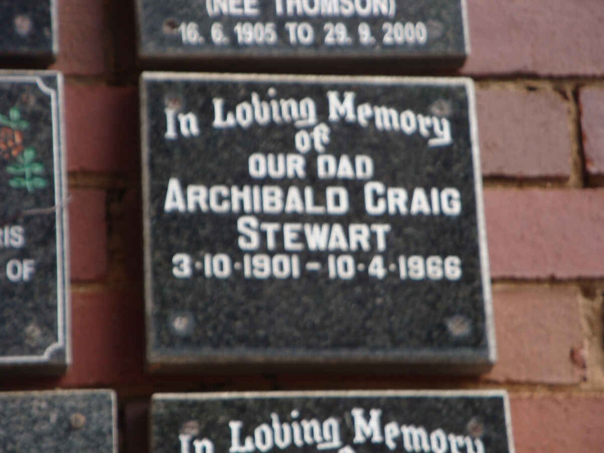 STEWART Archibald Craig 1901-1966