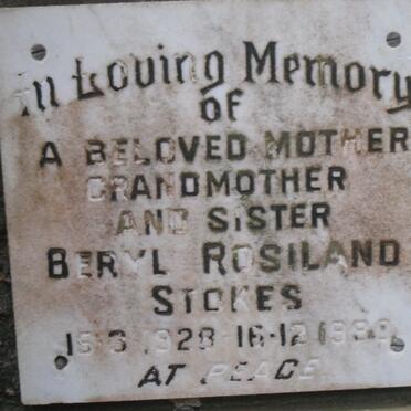 STOKES Beryl Rosiland 1928-1980