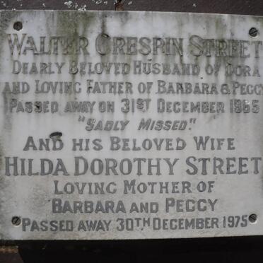 STREET Walter Crespin -1965 &amp; Hilda Dorothy -1975