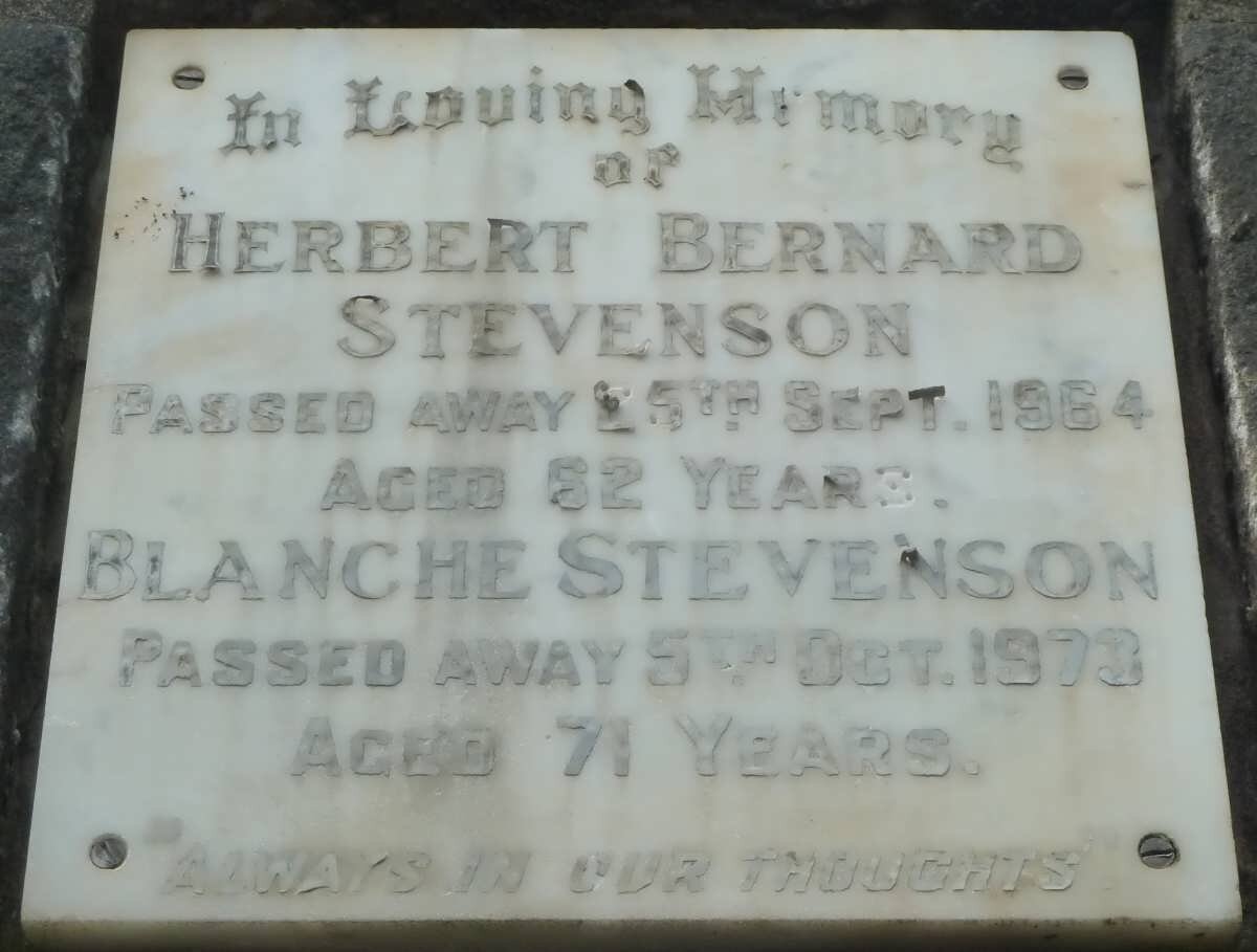 STEVENSON Herbert Bernard -1964 &amp; Blanche -1973