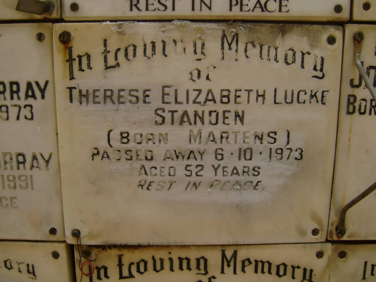 STANDEN Therese Elizabeth Lucke nee MARTENS -1973