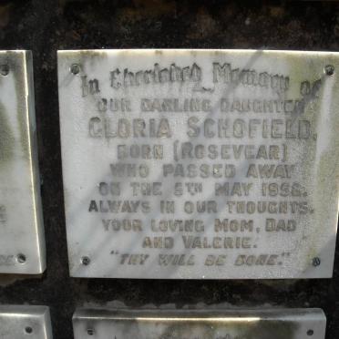 SCHOFIELD Gloria nee ROSEVEAR -1958