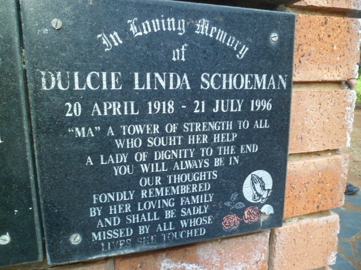 SCHOEMAN Dulcie Linda 1918-1996