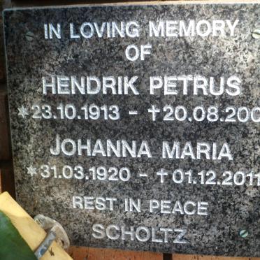 SCHOLTZ Hendrik Petrus 1913-2001 &amp; Johanna Maria 1920-2011