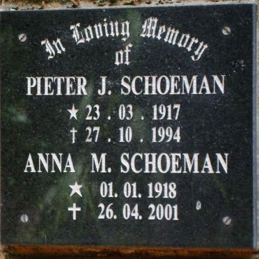 SCHOEMAN Pieter J. 1917-1994 &amp; Anna M. 1918-2001