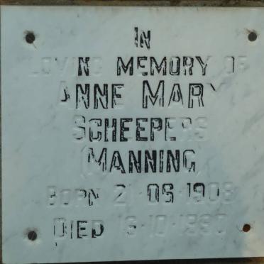 SCHEEPERS Anne Mary nee MANNING 1908-1990