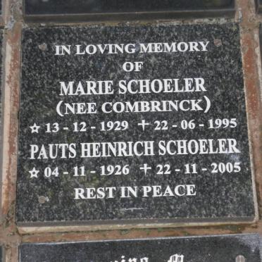 SCHOELER Pauts Heinrich 1926-2005 &amp; Marie COMBRINCK 1929-1995