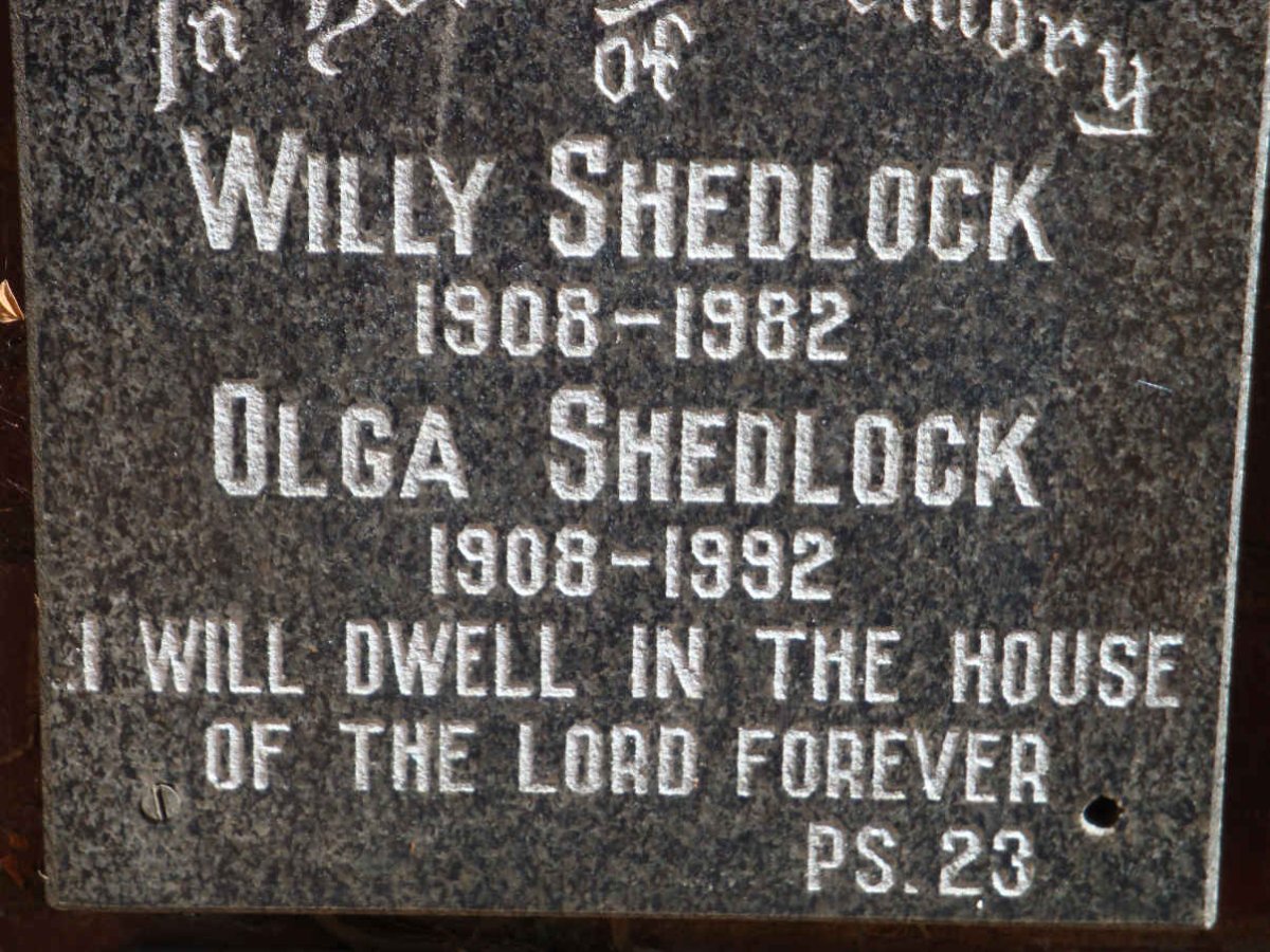 SHEDLOCK Willy 1908-1982 &amp; Olga 1908-1992