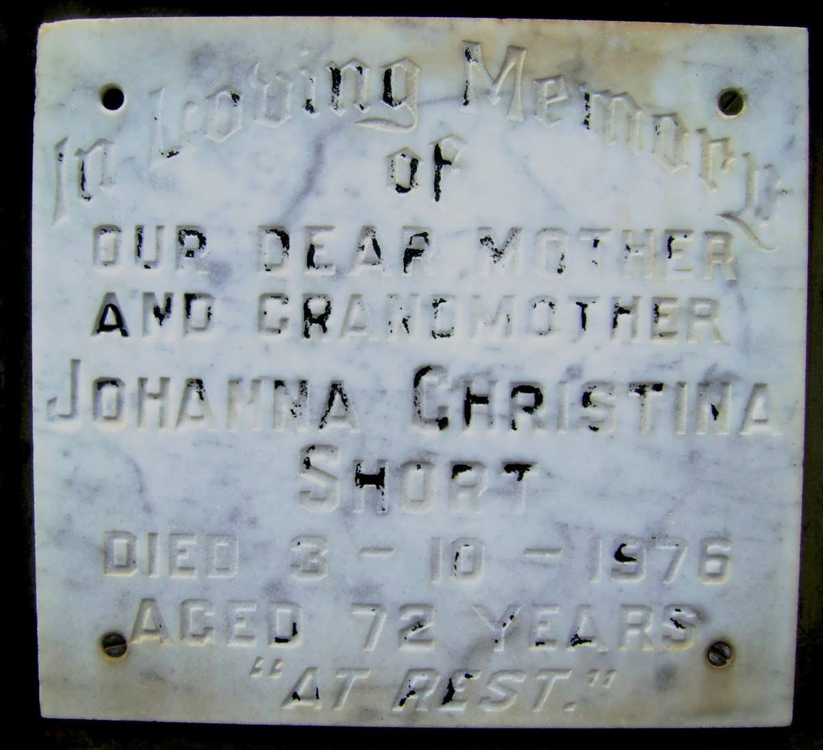 SHORT Johanna Christina -1976