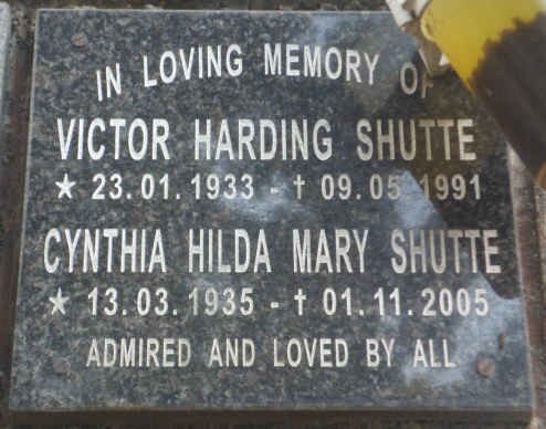 SHUTTE Victor Harding 1933-1991 &amp; Cynthia Hilda Mary 1935-2005