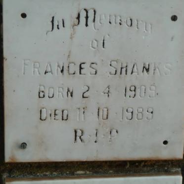 SHANKS Frances 1909-1989