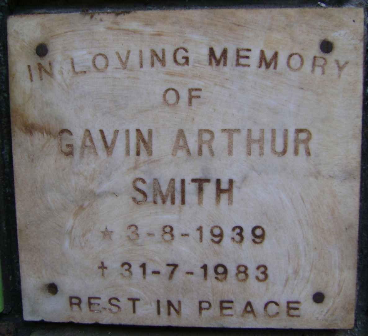 SMITH Gavin Arthur 1939-1983