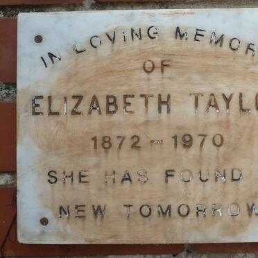 TAYLOR Elizabeth 1872-1970