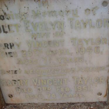TAYLOR Harry Vincent -1951 &amp; Violet Evelyn -1946