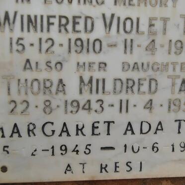 TAIT Winifred Violet 1910-1958 :: TAIT Thora Mildred 1943-1958 :: TAIT Margaret Ada 1945-1982