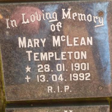 TEMPLETON Mary McLean 1901-1992