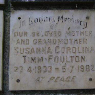 TIMM-POULTON Susanna Corolina 1903-1982