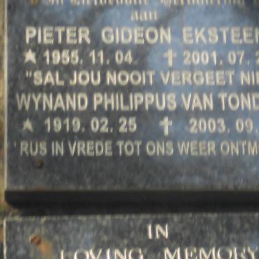 TONDER Wynand Philippus, van 1919-2003 :: EKSTEEN Pieter Gideon 1955-2001