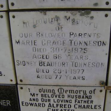 TONNESON Sidney Beaufort -1977 &amp; Marie Grace -1975