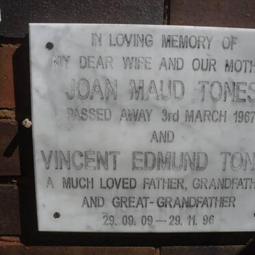 TONES Vincent Edmund 1909-1996 &amp; Joan Maud -1967