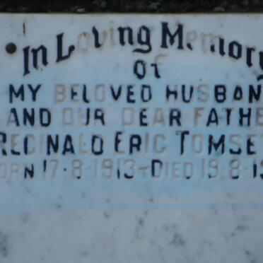TOMSETT Reginald Eric 1913-1987