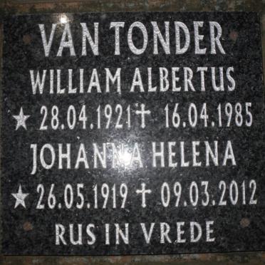 TONDER William Albertus, van 1921-1985 &amp; Johanna Helena 1919-2012