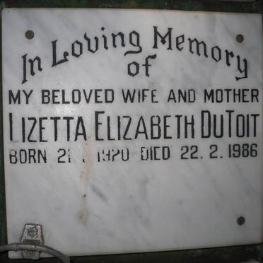 TOIT Lizetta Elizabeth, du 1920-1986