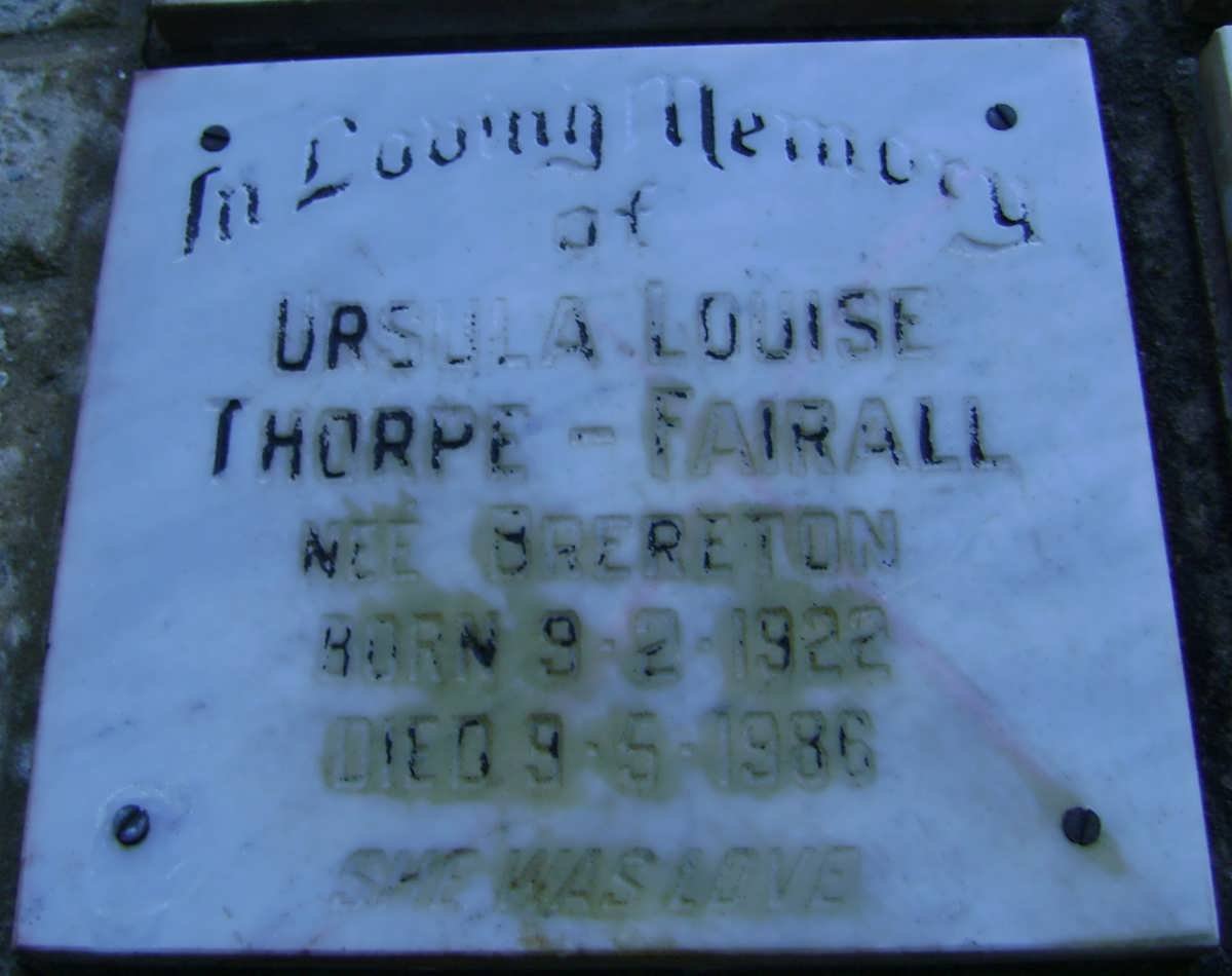 THORPE-FAIRALL Ursula Louise nee BRERETON 1922-1986