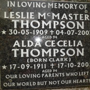 THOMPSON Leslie McMaster 1909-2003 &amp; Alda Cecelia CLARK 1911-2005